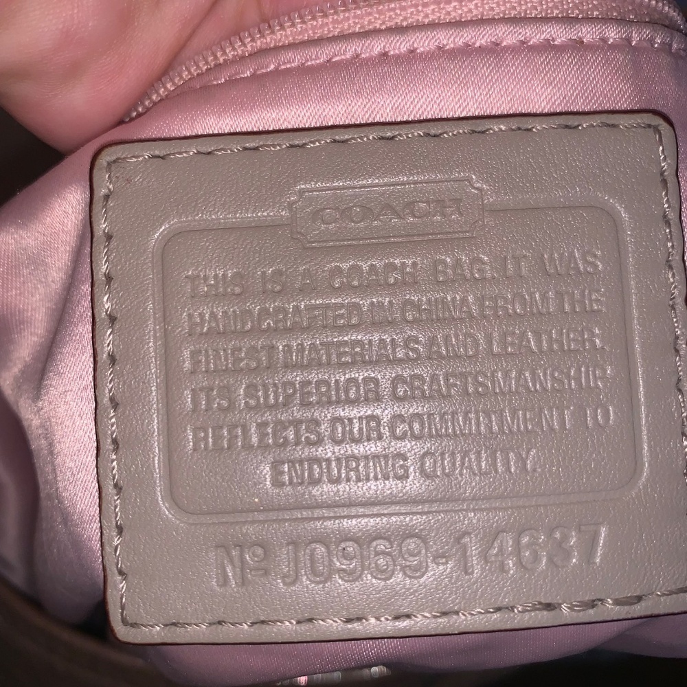 Coach Peyton Metallic Pewter Shimmer Leather Shoulder Bag - Picture 3 of 15